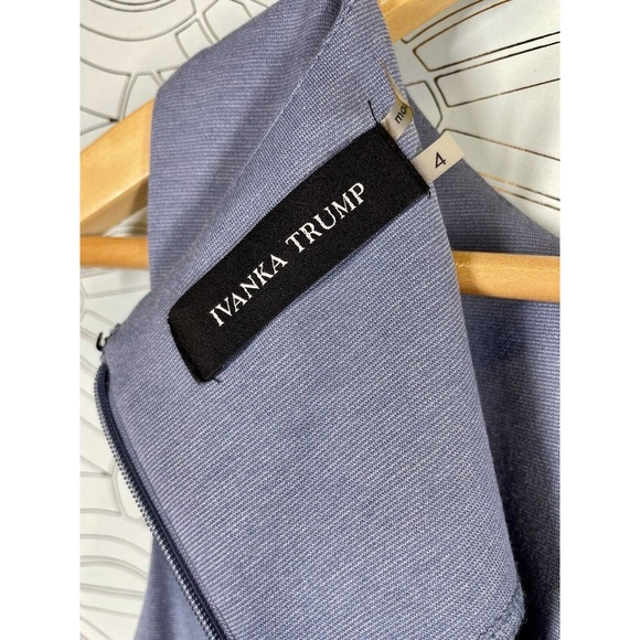 IVANKA TRUMP Light Blue Sleeveless Starburst Side Zipper Career Sheath Dress 4 - Picture 8 of 11